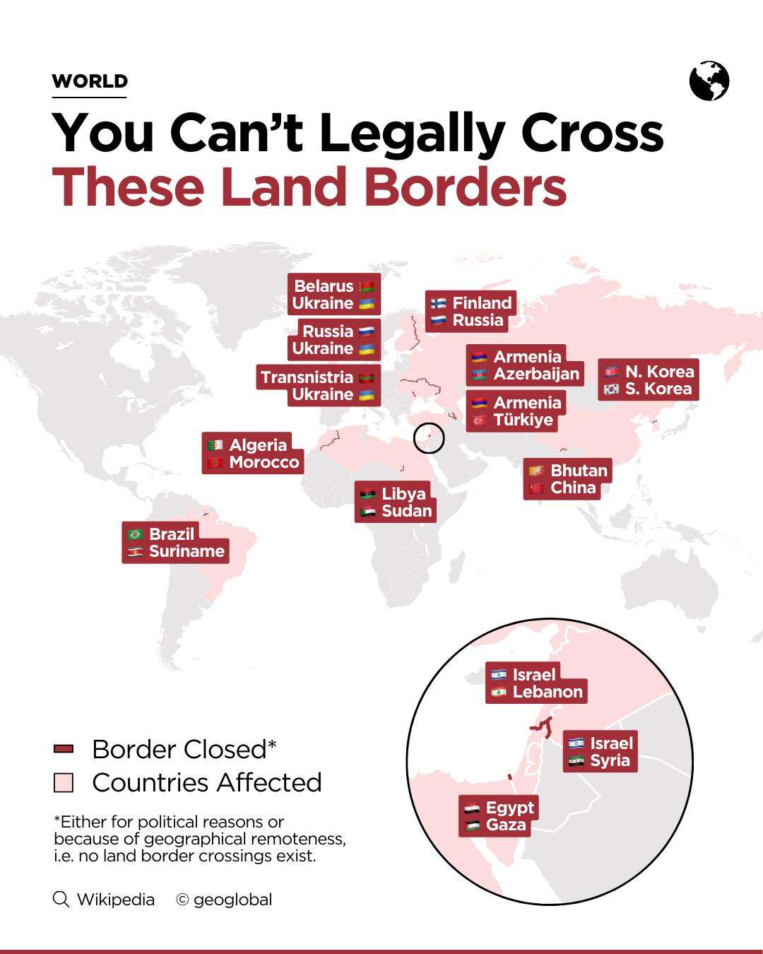 You can't legally cross these land borders