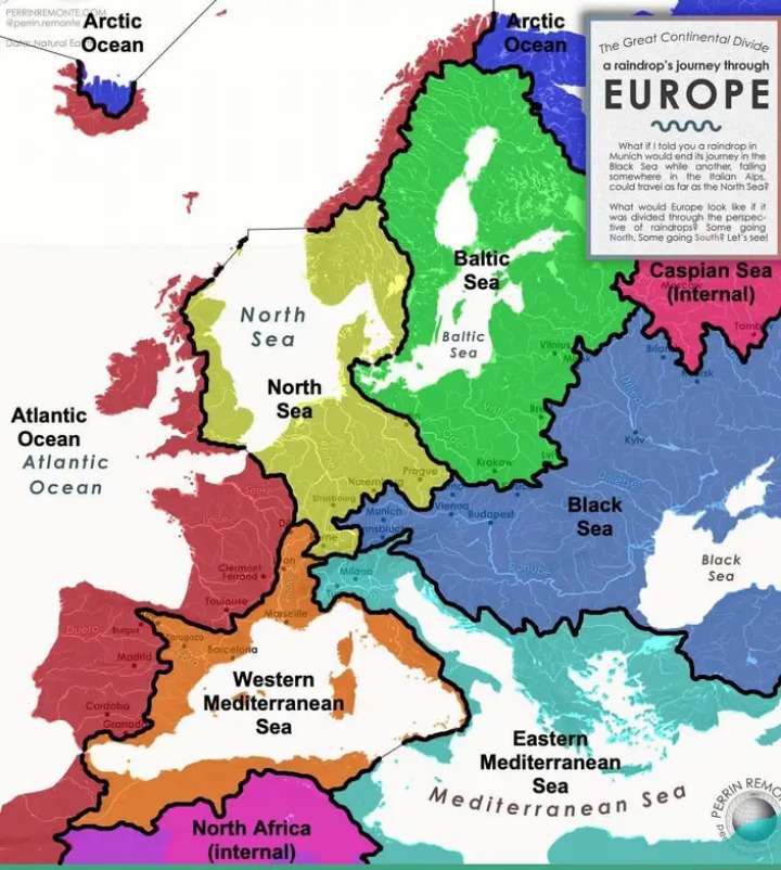 Main watersheds in Europe